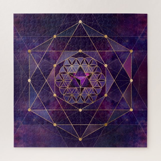 Merkabah in Blume des Lebens - Heilige Geometrie (Vertikal)