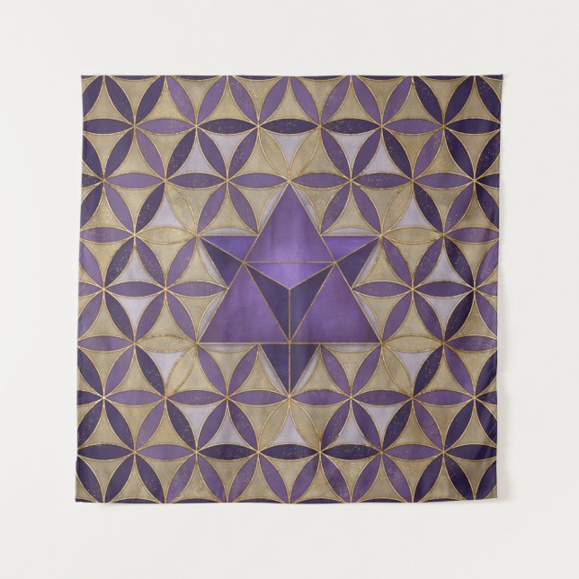 Merkabah zur Blume des Lebensmusters Wandteppich (Vorderseite)