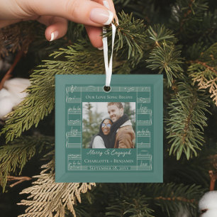 Merke Verlobte Liebe Song Sheet Music Couples Foto Ornament Aus Glas