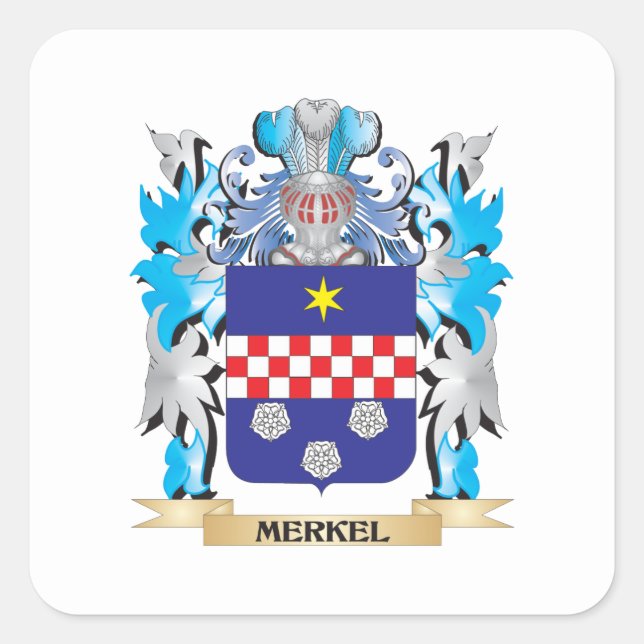 Merkel-Wappen - Familienwappen Quadratischer Aufkleber (Vorderseite)