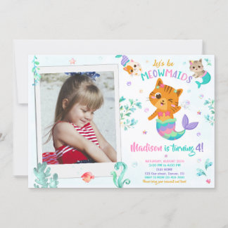 Merkitten anniversaire invitation Fille photo Magi