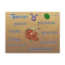 Merkmale des Taurus zodiac nach Karte