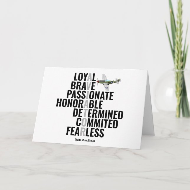 Merkmale eines Luftfahrtunternehmens Karte (Vorderseite)