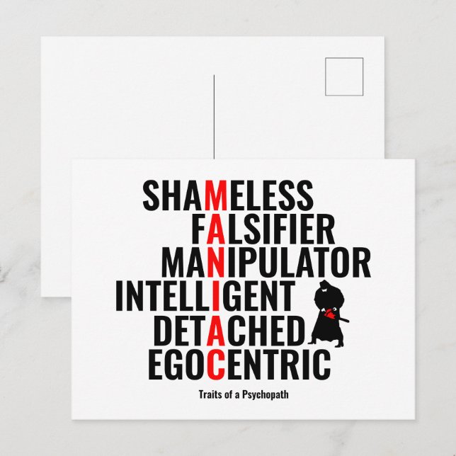 Merkmale eines Psychopathen Postkarte (Vorne/Hinten)