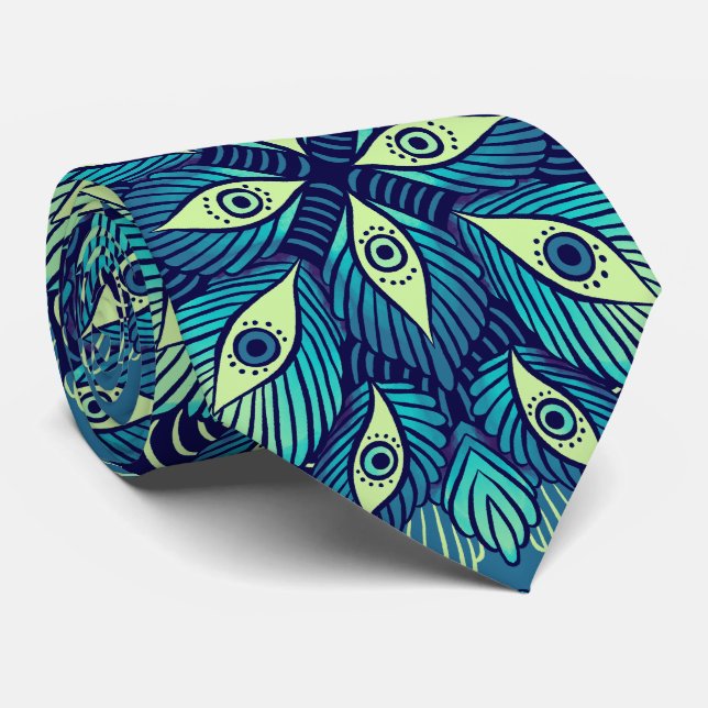 Merkwürdig Psychedelic Eyes Blue Floral Krawatte (Gerollt)