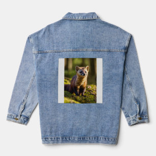 Merkwürdige Augen: Pine Marten Up Nah Jeansjacke