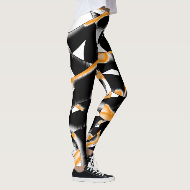 Merkwürdige Bänder, orange weiße Kratzer Leggings (Rechts)