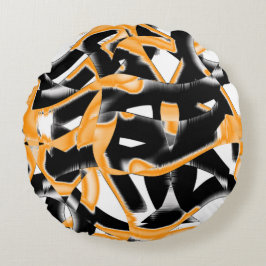 Merkwürdige Medaille verbrannter Bänder, orange we Rundes Kissen