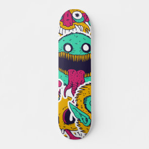 Merkwürdige Monster-Skulls-Muster Skateboard