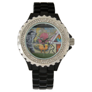 Merkwürdige rosafarbene Figur des Funs Armbanduhr