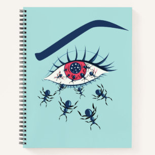 Merkwürdige, rote Augen Kunst mit knackigen Ameis Notizbuch