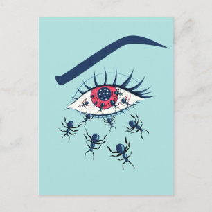 Merkwürdige, rote Augen Kunst mit knackigen Ameise Postkarte
