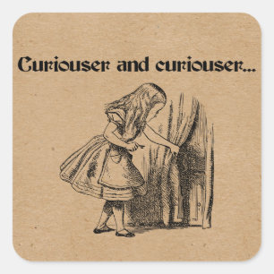 Merkwürdiger und merkwürdiger Alice mit Schlüssel Quadratischer Aufkleber