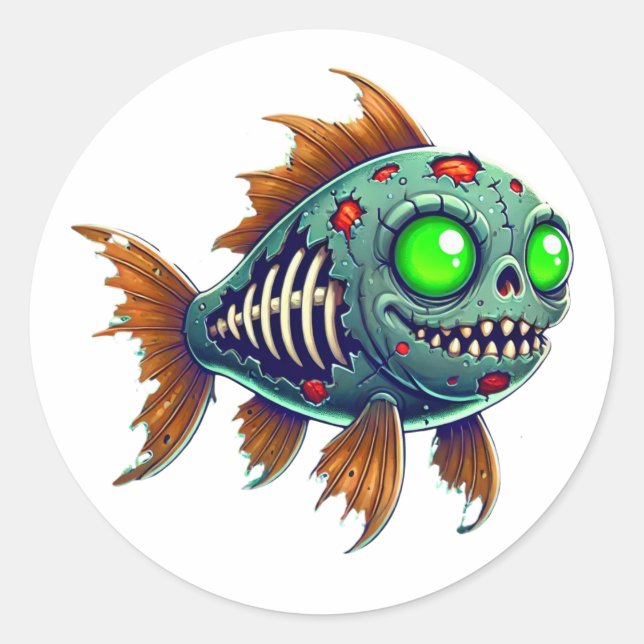 Merkwürdiger Zombie-Fisch aus dem Abgrund Runder Aufkleber (Vorderseite)