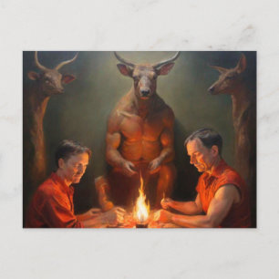 Merkwürdiges Ritual mit Horned Kreaturen Postkarte