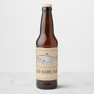 Merkwürdiges Vintages Fischzeichnen Bierflaschenetikett