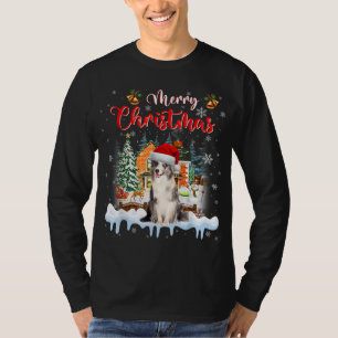 Merle Blue Collie Dog Weihnachtsmannmütze Li T-Shirt