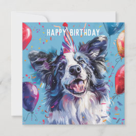 Merle Border Collie Birthday Karte