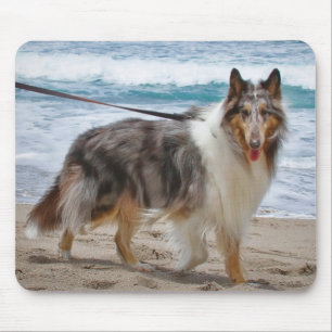 Merle Collie Hund am Strand Mousepad