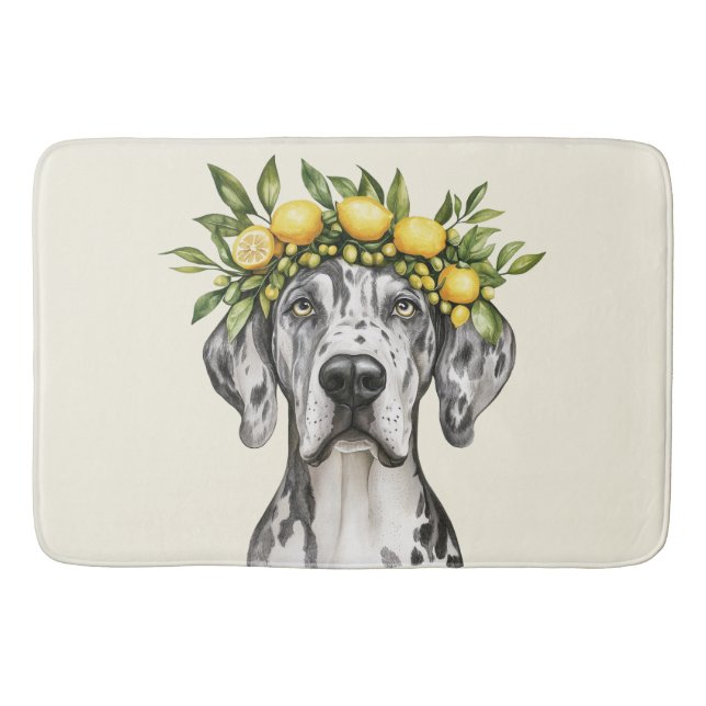 Merle Great Dane Dog Lemon Crown Badematte (Vorderseite)