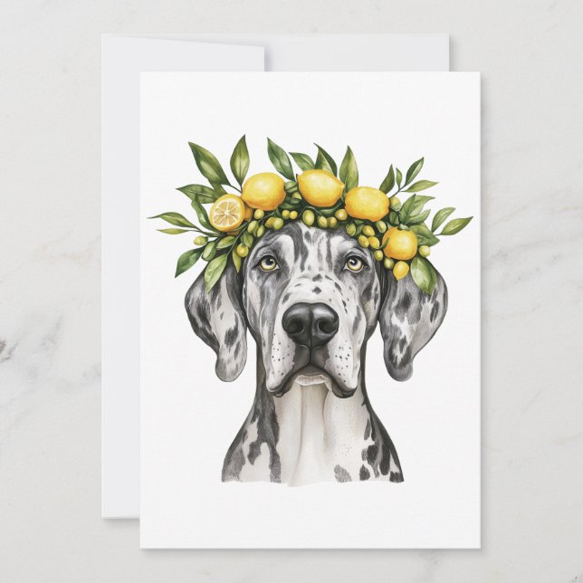 Merle Great Dane Dog Lemon Crown Karte (Vorderseite)