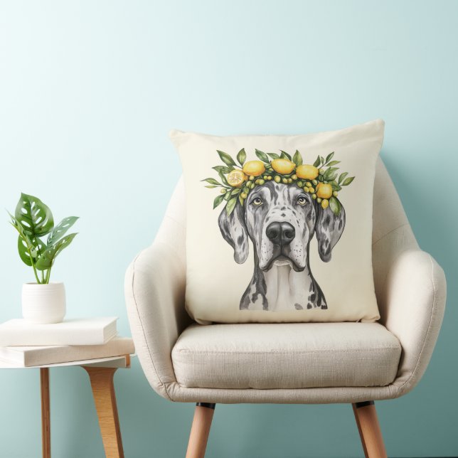 Merle Great Dane Dog Lemon Crown Kissen (Stuhl )