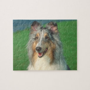 Merle raues Mantel-Collie-Hundepuzzlespiel