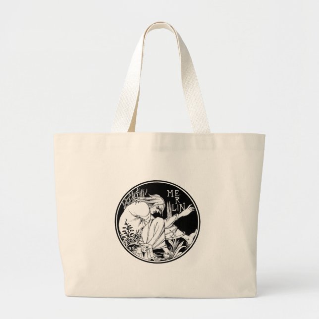 Merlin Art Nouveau Fantasy Jumbo Stoffbeutel (Vorne)