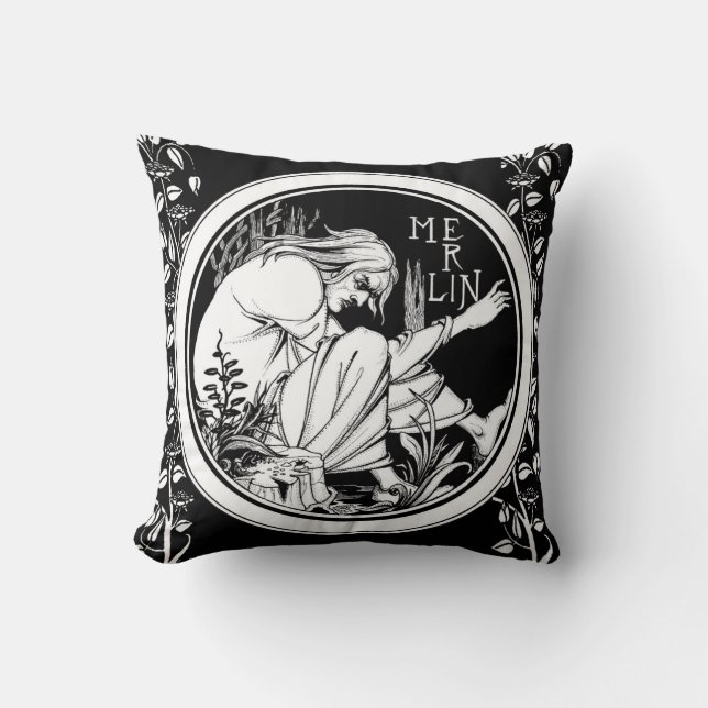 Merlin Art Nouveau Fantasy Kissen (Vorderseite)