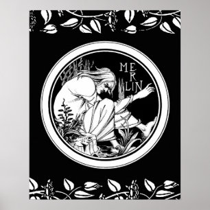 Merlin Art Nouveau Fantasy Poster