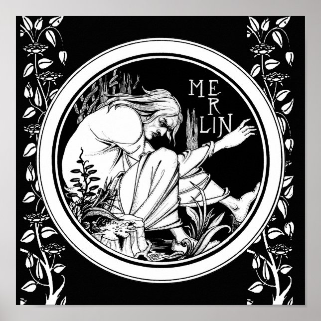 Merlin Art Nouveau Fantasy Poster (Vorne)