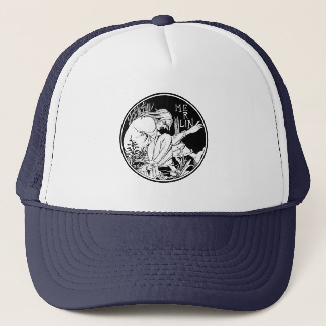 Merlin Art Nouveau Fantasy Truckerkappe (Vorderseite)
