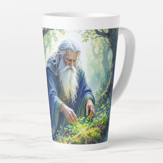 Merlin Practicing Herbalism Latte Mug (Angle droit)