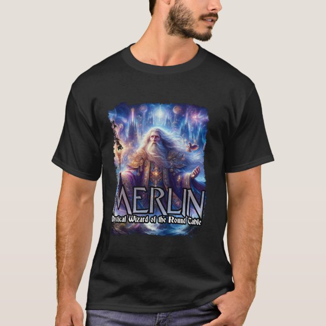 Merlin Wizard der Round Table Magician Long Sle T-Shirt (Vorderseite)