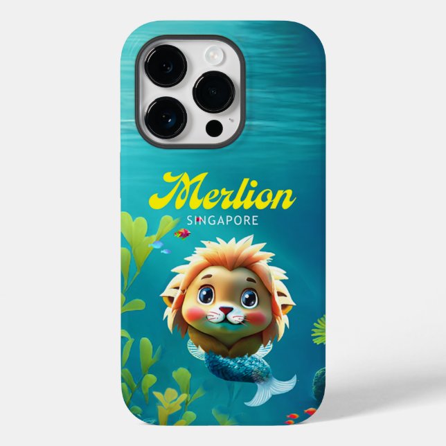Mérlion de Singapour pour iPhone 14 Pro Coque (Verso)