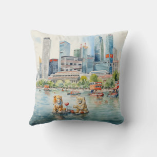 Merlion Marina Bay Architecture Singapur #2 Kissen