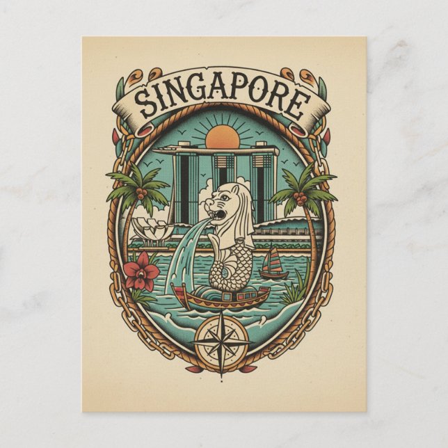 Merlion Singapur Postkarte (Vorderseite)