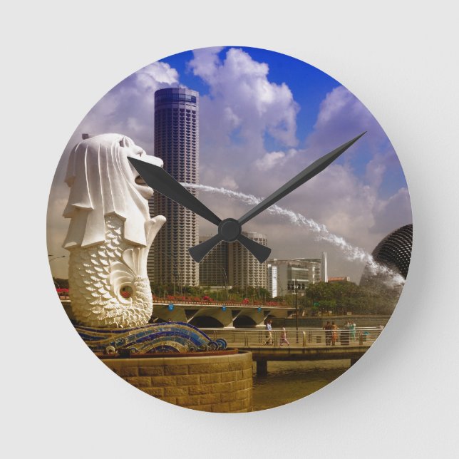 Merlion, Singapur Runde Wanduhr (Vorderseite)