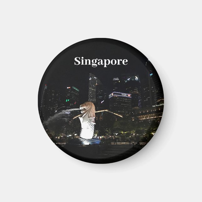 Merlion & Singapur Skyline #1 Magnet (Vorne)