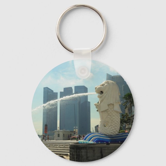 Merlion Skulptur Singapur Schlüsselanhänger (Vorderseite)