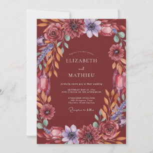 Merlot Amethyst Blütenhochzeit Einladung