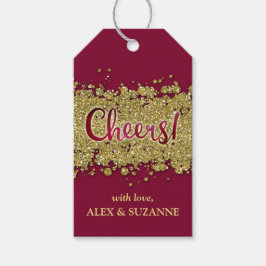 Merlot/Gold Imitate-Glitzer Chefs Custom Geschenkanhänger