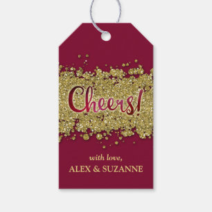 Merlot/Gold Imitate-Glitzer Chefs Custom Geschenkanhänger