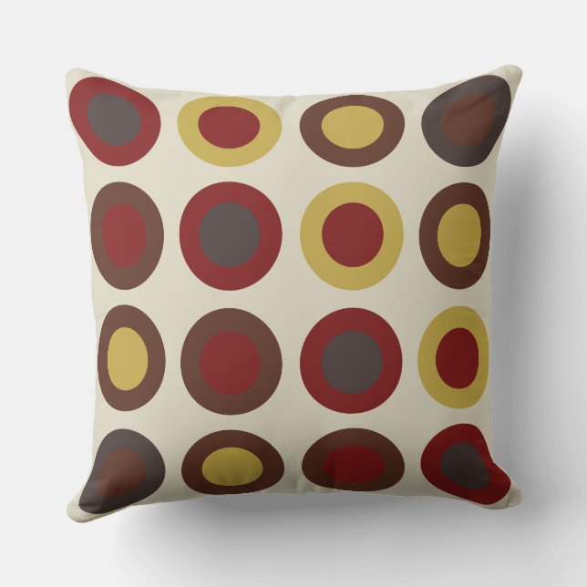Merlot Gold Wood and Oak Circles Kissen (Rückseite)