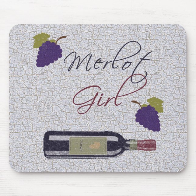 Merlot-Mädchen - Vintage Wein-Liebhaber Mousepad (Vorne)