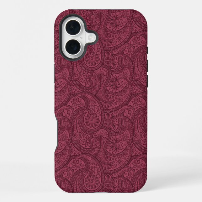 Merlot Paisley iPhone 16 Plus Hülle (Rückseite)