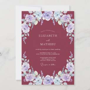 Merlot Periwinkle Kranz Hochzeit Einladung
