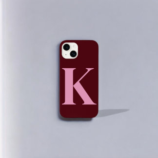 Merlot Pink Initial Personalisiert Monogram Design Case-Mate iPhone 14 Hülle