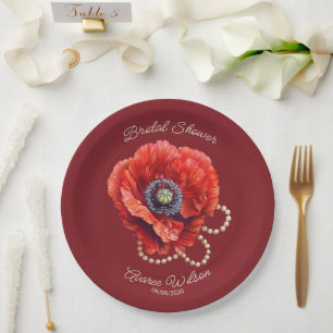 Merlot Red mit Riesenrot-Mohn-Brautparty Pappteller
