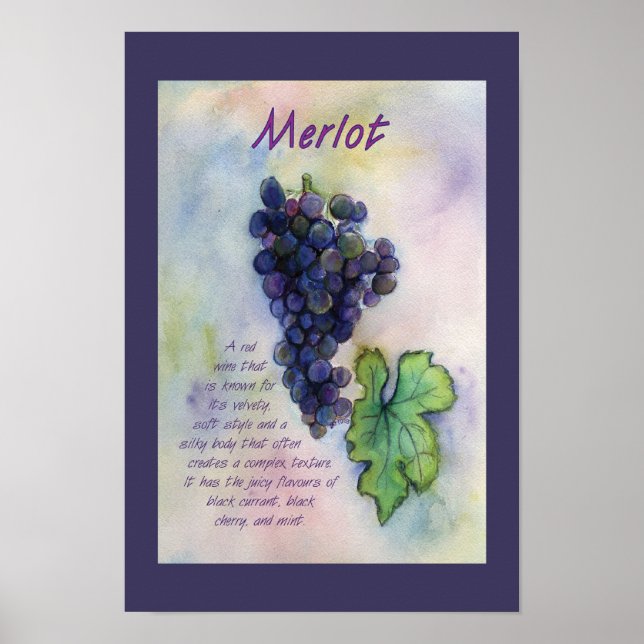 Merlot Red Vine Graphiques Art Poster Imprimer (Devant)